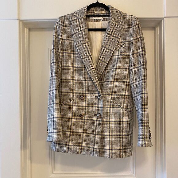 Veronica Beard Oria Checked Double Breasted Plaid Blazer Jacket - Size 2 - Picture 6 of 16